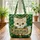 Emerald Green Fox Kit Golden Lattice Shamrock Clusters Wooden Sign - Wildlife Lover Gift Quilted Tote Bag - 3