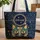 Cat Face Gold Stars Swirls Circular Medallion - Cat Lover Everyday Travel Accessory Gift Quilted Tote Bag - 1