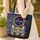 Cat Face Gold Stars Swirls Circular Medallion - Cat Lover Everyday Travel Accessory Gift Quilted Tote Bag - 4