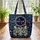Cat Face Gold Stars Swirls Circular Medallion - Cat Lover Everyday Travel Accessory Gift Quilted Tote Bag - 3