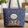 Nuzzling Deer Wildflowers Toile Vines Laurel Sprig - Everyday Tote Wildlife Lover Gift Quilted Tote Bag - 1