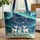 Aurora Borealis Winter Forest White Deer Wreath Name - Wildlife Lover Gift Quilted Tote Bag - 1