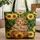 Happy Brown Bear Cub Golden Sunflowers Dahlia Rustic Sign - Nature Lover Home Decor Gift Quilted Tote Bag - 1
