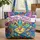 Swirling Color Blocks Cat Face Ribbon Spiral Dot - Everyday Tote Cat Lover Gift Quilted Tote Bag - 1