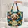 Pug Mosaic Leaves Flowers Name Plate - Pug Lover Gift Quilted Tote Bag - 5