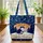 Black Cat Snowy Pine Trees Winter Berries Sunset - Winter Season Cat Lover Gift Quilted Tote Bag - 3