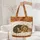 Sleeping Dachshund Puppy Name Sign Autumn Leaves - Dog Lover Fall Decor Gift Quilted Tote Bag - 5