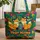 Desert Foxes Owl Cacti Undulating Waves Landscape - Wildlife Lover Everyday Travel Gift for Friends Quilted Tote Bag - 1
