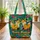 Desert Foxes Owl Cacti Undulating Waves Landscape - Wildlife Lover Everyday Travel Gift for Friends Quilted Tote Bag - 3