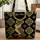 Majestic Owl Gold Medallion Crosses Baroque Flourish - Wildlife Lover Gift Quilted Tote Bag - 1