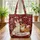 Bunny Fox Woodland Patriotic Flowers Your Name Scroll Independence Day Gift Quilted Tote Bag - 3
