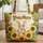 Brown Bunny Sunflowers Floral Wreath Your Name Stripes Everyday Tote Quilted Tote Bag - 1