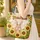 Brown Bunny Sunflowers Floral Wreath Your Name Stripes Everyday Tote Quilted Tote Bag - 4