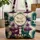 Fawns Tropical Foliage Palm Fronds Gold Frame - Wildlife Lover Everyday Gift Quilted Tote Bag - 1