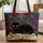 Gothic Black Cat Antique Book Red Rose Gold Swirls - Cat Lover Gift Quilted Tote Bag - 1
