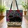 Gothic Black Cat Antique Book Red Rose Gold Swirls - Cat Lover Gift Quilted Tote Bag - 3