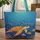 Majestic Sea Turtle Tropical Fish Ocean Coral Reef Your Name Banner - Ocean Life Lover Gift Quilted Tote Bag - 1