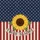 Navy Star Sunflower Name Bunting Red Cream Stripe - Floral Lifestyle Home Decor Gift Quilted Tote Bag - 7