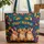 Bunnies Flowers Flowing Lines Jewel Tone Botanical Mosaics - Nature Lover Gift Quilted Tote Bag - 1