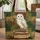 Barn Owl with Golden Eyes Vintage Leather Books Curved Parchment Scroll - Book Lover Gift Quilted Tote Bag - 1