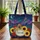 Personalized Ornate Acoustic Guitar Night Mountains Stars Sunflowers Roses - Musician Gift Quilted Tote Bag - 3