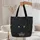 Majestic Black Cat Golden Eyes Crescent Moon Star Swirls - Celestial Cat Lover Gift Quilted Tote Bag - 5