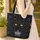 Majestic Black Cat Golden Eyes Crescent Moon Star Swirls - Celestial Cat Lover Gift Quilted Tote Bag - 4