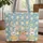Bunnies Bear Holding Paws Easter Eggs Stars Personalized Name Easter Gift Quilted Tote Bag - 1