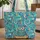 Native Tribal Owl Feather Swirls Geometric Rustic Name Scroll Custom Everyday Gift Quilted Tote Bag - 1