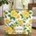Yellow Roses Green Leaves White Background Scrollwork - Floral Lover Gift Quilted Tote Bag - 1