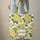 Yellow Roses Green Leaves White Background Scrollwork - Floral Lover Gift Quilted Tote Bag - 6