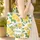 Yellow Roses Green Leaves White Background Scrollwork - Floral Lover Gift Quilted Tote Bag - 4