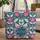 Fuchsia Pink Floral Wreath Custom Name - Personalized Gift Lifestyle Quilted Tote Bag - 1