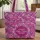 Personalized Name Botanical Wreath Teal Leaves Pink Flowers - Everyday Tote Gift Quilted Tote Bag - 1