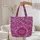 Personalized Name Botanical Wreath Teal Leaves Pink Flowers - Everyday Tote Gift Quilted Tote Bag - 5