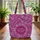 Personalized Name Botanical Wreath Teal Leaves Pink Flowers - Everyday Tote Gift Quilted Tote Bag - 3