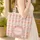 Personalized Folk Floral Wreath Pink Blooms - Nature Lover Birthday Quilted Tote Bag - 4