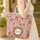 Boho Floral Vines Leaves Berries Circular - Everyday Carry Travel Essential Quilted Tote Bag - 4