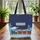 Vintage Blue Gold Steam Train Snowy Pine Hills Starry Sky - Traveler Gift for Train Lovers Quilted Tote Bag - 3
