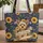 Yorkshire Terrier Dog Sunflowers Marigolds Cosmos Berry Foliage Ribbon - Dog Lover Gift Quilted Tote Bag - 1