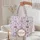 Lavender Purple Ornate Floral Medallion Personalized Name Hearts & Leaves - Everyday Style Gift Quilted Tote Bag - 5