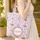 Lavender Purple Ornate Floral Medallion Personalized Name Hearts & Leaves - Everyday Style Gift Quilted Tote Bag - 4
