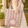 Indian Flower Medallion Wreath with Personalized Name - Everyday Gift Quilted Tote Bag - 4