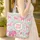 Pink Elephant Deer Folk Art Floral Text Medallion - Wildlife Lover Everyday Use Quilted Tote Bag - 4
