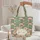 Botanical Pink White Floral Bouquet Green Leaves Wreath Heart Accents - Everyday Tote Quilted Tote Bag - 5