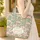 Botanical Pink White Floral Bouquet Green Leaves Wreath Heart Accents - Everyday Tote Quilted Tote Bag - 4
