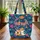 Fennec Fox Bunny Nuzzling Desert Floral Wreath - Wildlife Lover Gift Quilted Tote Bag - 3