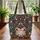 Bunnies Wildflowers Folk Art Botanicals - 'Your Name' Storybook Keepsake Gift Quilted Tote Bag - 3