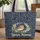 Robin Bird White Lily of the Valley Bell Flowers Swirling Vines - Nature Lover Gift Quilted Tote Bag - 1