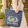 Robin Bird White Lily of the Valley Bell Flowers Swirling Vines - Nature Lover Gift Quilted Tote Bag - 4